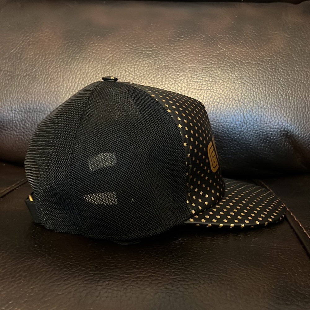 GUCCI X SEGA unisex Calfskin leather “GUCCY” Stars Baseball Hat Cap Black Gold - Picture 10 of 11